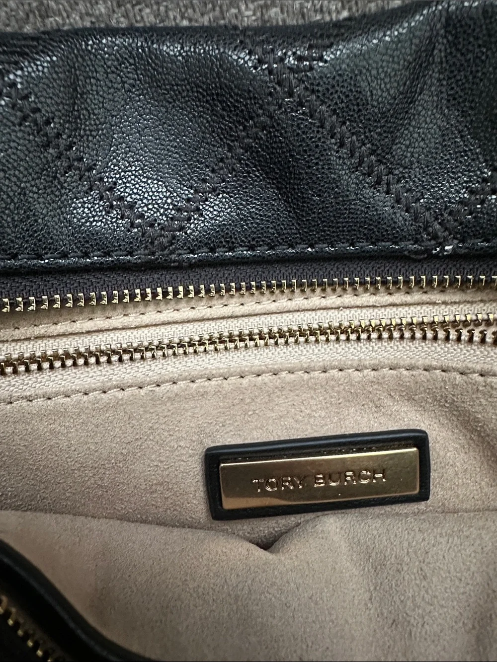 Tory Burch Black Quilted Shoulder Bag with Gold Chain
